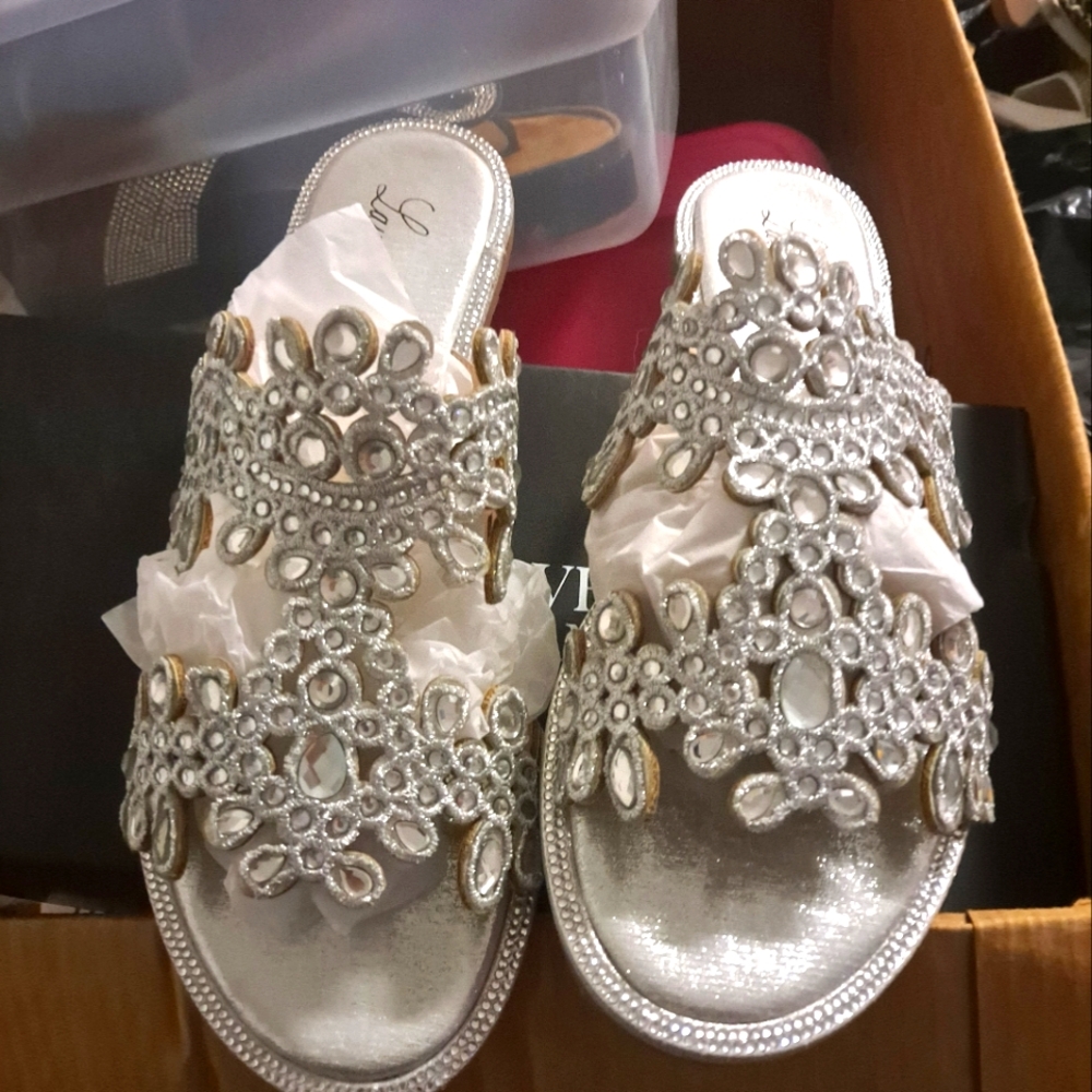 Elegant Silver Embellished Women's Sandals